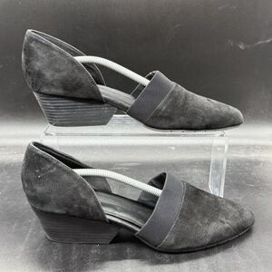 Eileen Fisher Womens Hilly Pumps Block Wedge Pointed Toe Black Suede Size 10